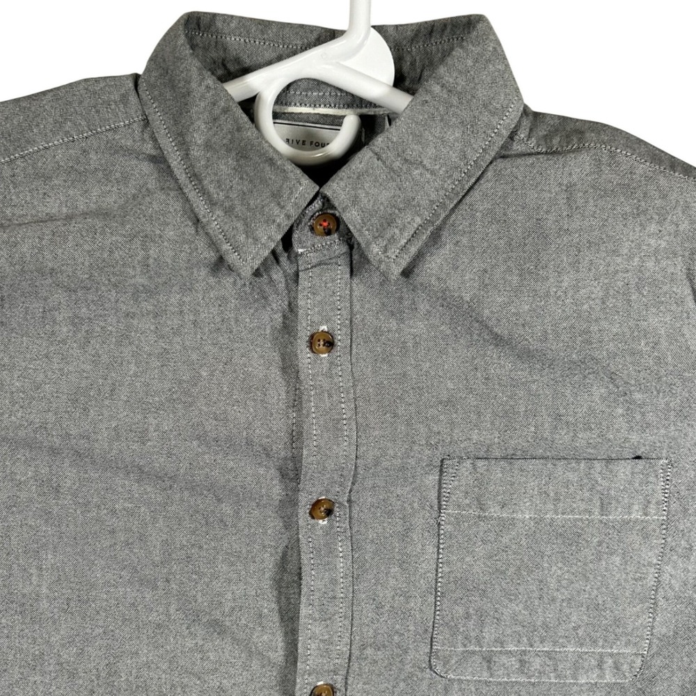 Five Four Mens Grey Short Sleeve Button Down Shirt Cotton Pocket Large